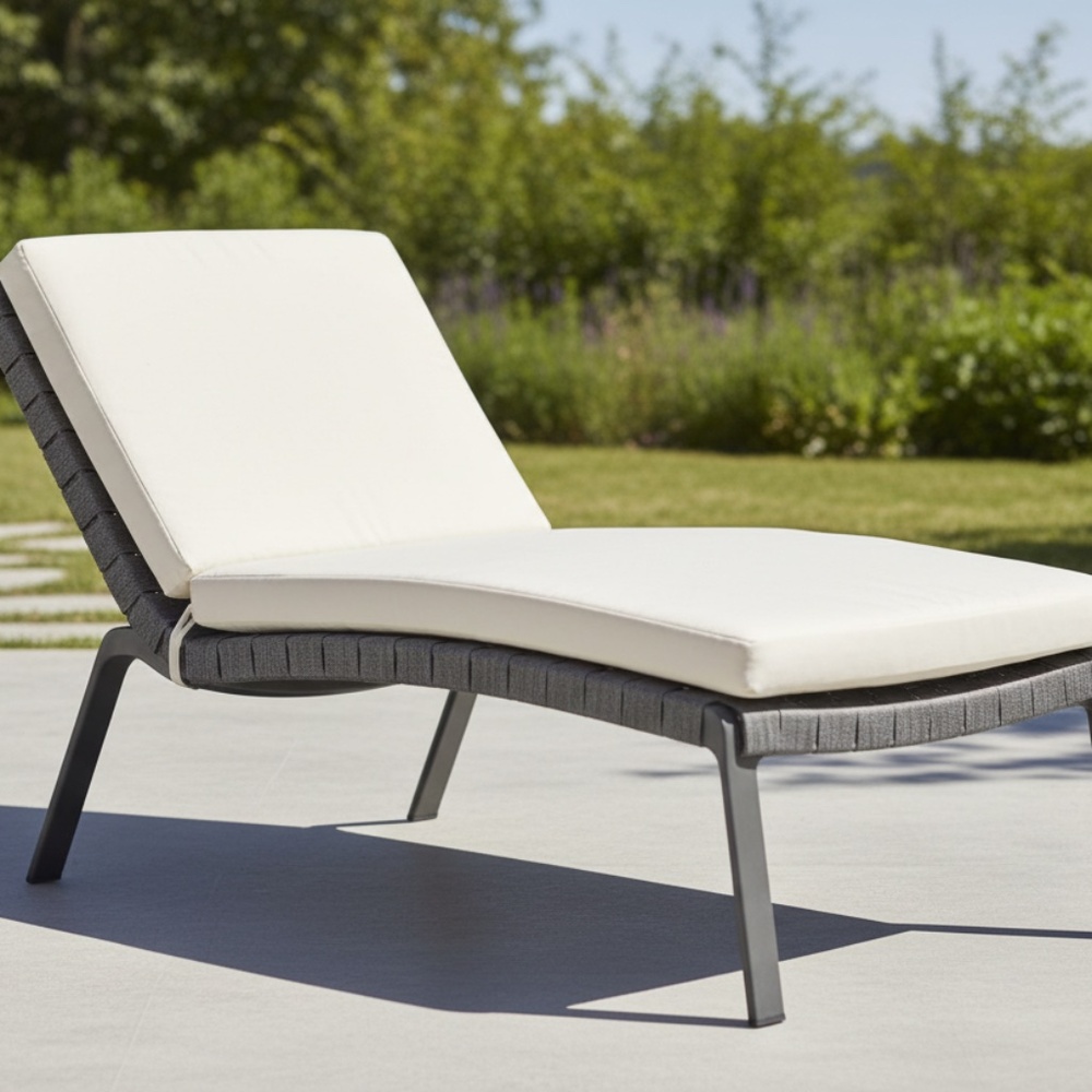 Outdoor Patio Lounge Chair - Beige All-Weather Wicker Adjustable Recliner